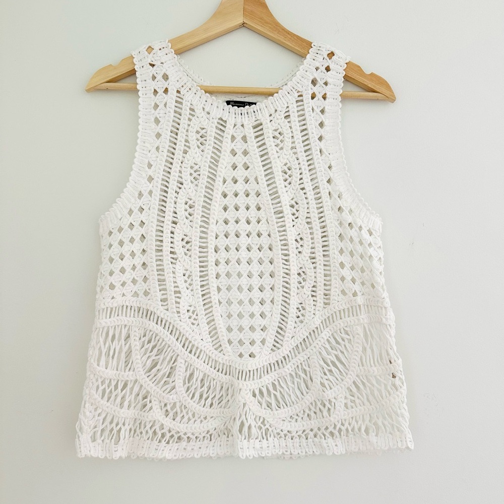 Massimo Dutti Sz Small White Croquet Tank Top